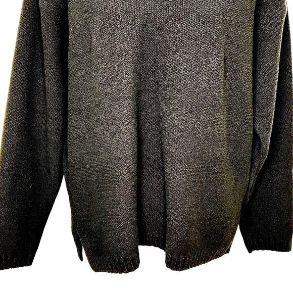 Perry Ellis Dark Black Boucle V-Neck Long Sleeve Pull Over Sweater - Picture 2 of 8